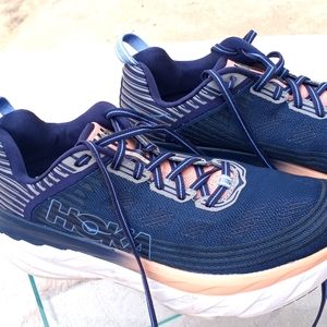 Hoka One One Women Bondi 6 Mood Indigo Dusty Pink Running Sneakers Shoes Size 10